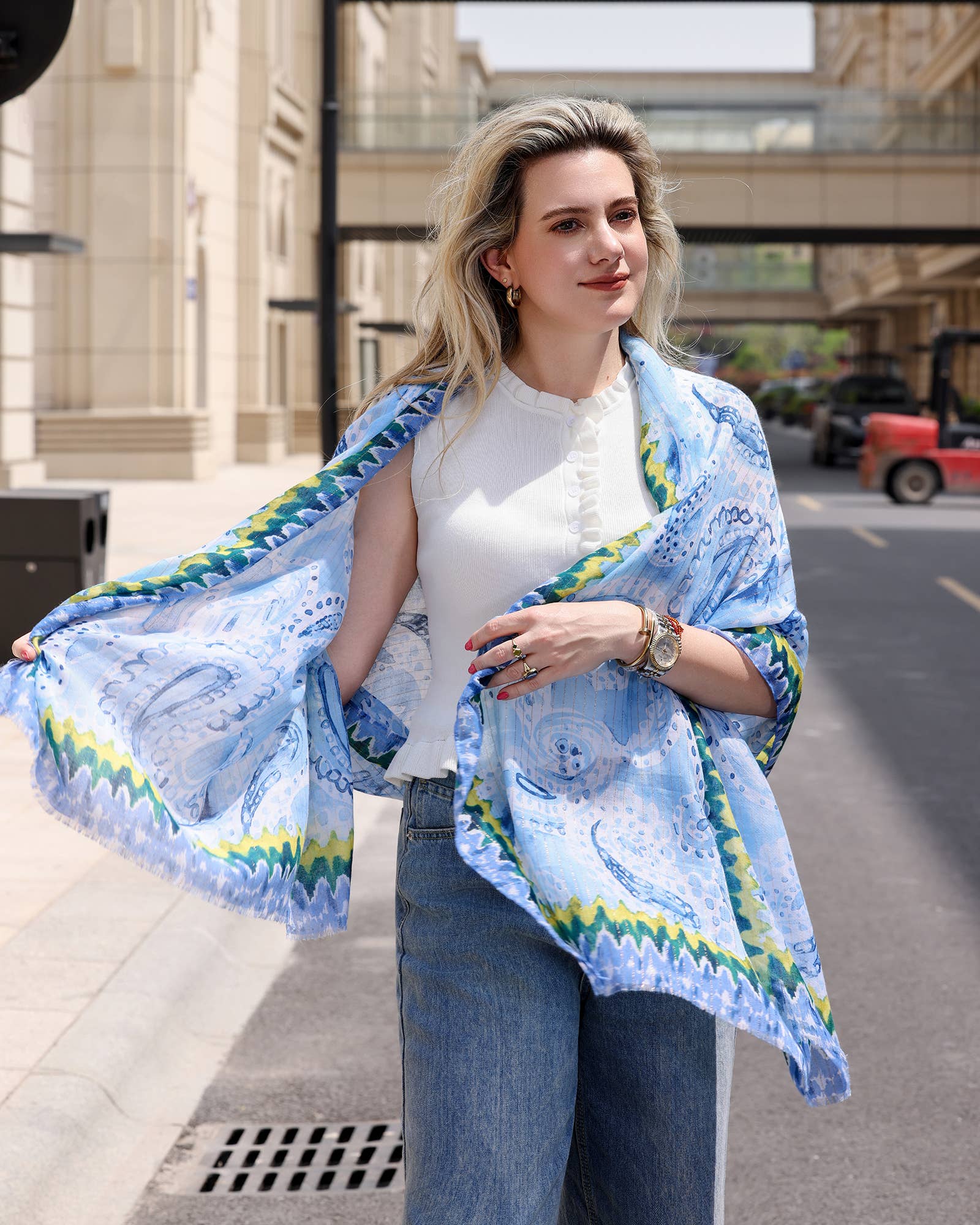 Emilie collection - Wholesale Scarf - Women's - Scarf with glitter and print11