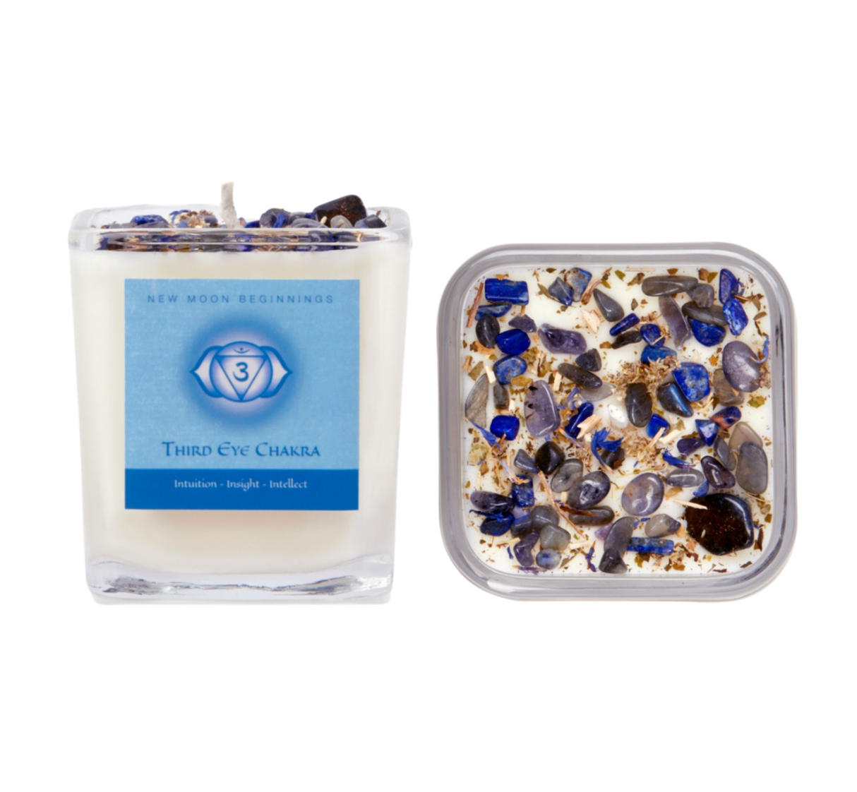 New Moon Beginnings - Wholesale Jar/Filled Candle - Seven Chakra Candles - Soy Candle - Herb & Crystal Candles2