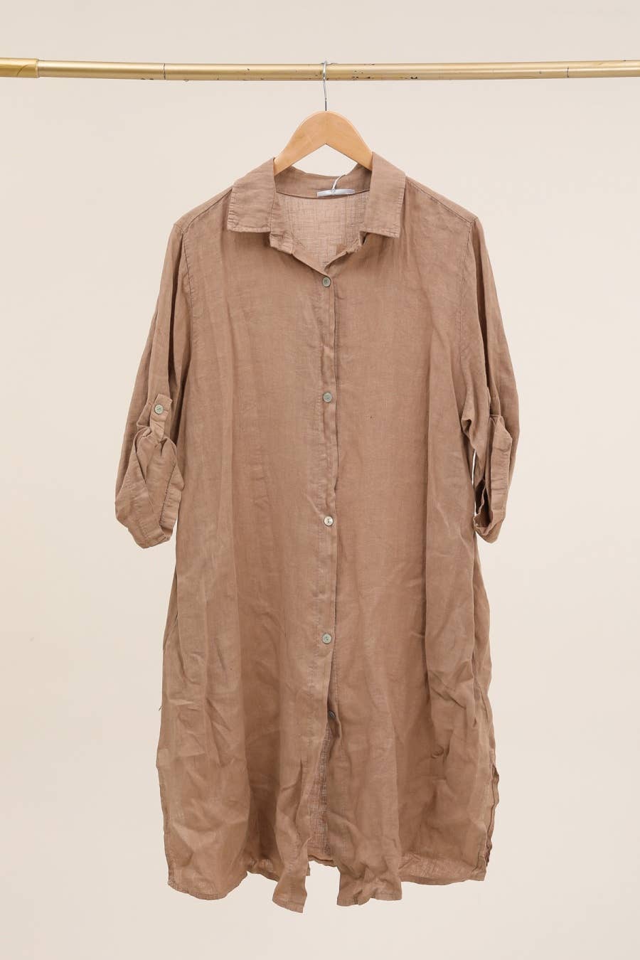 la maison des fibres naturelles - Venta al por mayor Vestido - Mujer - Vestido camisa de lino 100 % con botones, largo medio29