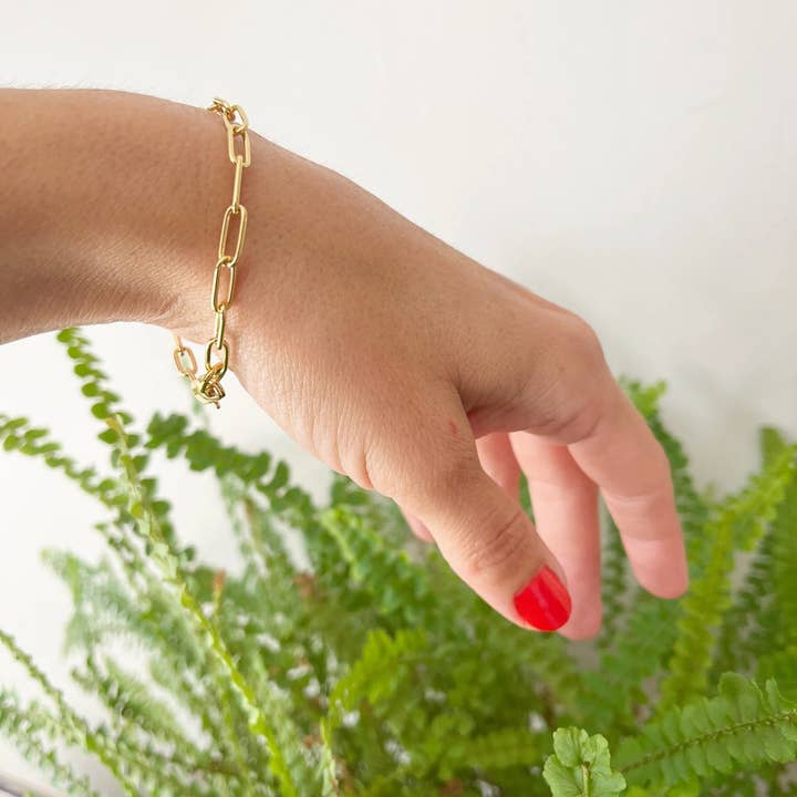 Gold Paperclip Chain Bracelet for wholesale by Totinette bijoux