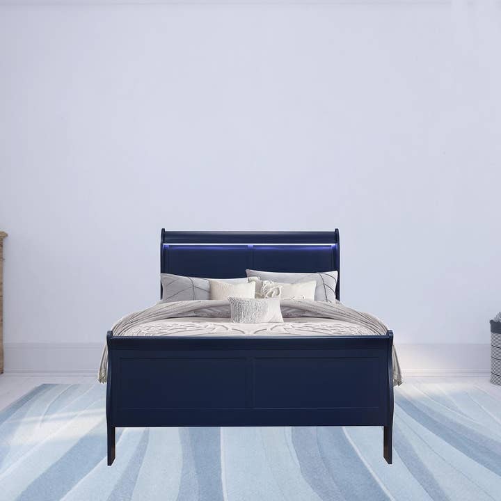 Struttura Letto Matrimoniale Blu Senza per la vendita all'ingrosso da parte di HomeRoots