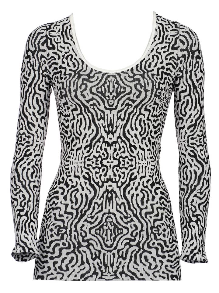 TINA Stephens Italy/Tees By Tina - Wholesale Knit Top - Women's - Tribal Python Long Sleeve U Neck (774UN)