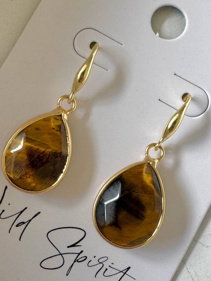 The Tiger Eye Olive Earrings for wholesale by Wild Spirit London