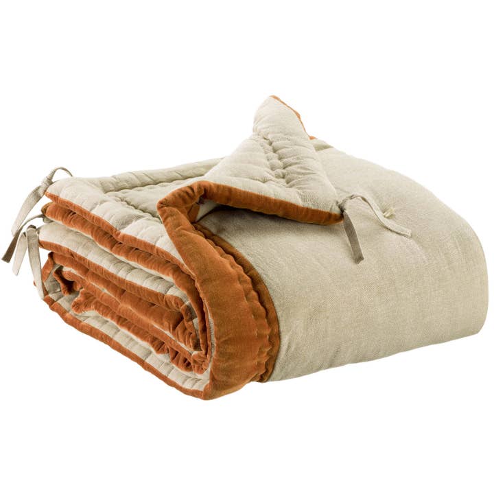 Edredón Elise Chambray Óxido 80 x 180 para venta al por mayor de Maison Vivaraise & La Cerise sur le Gâteau