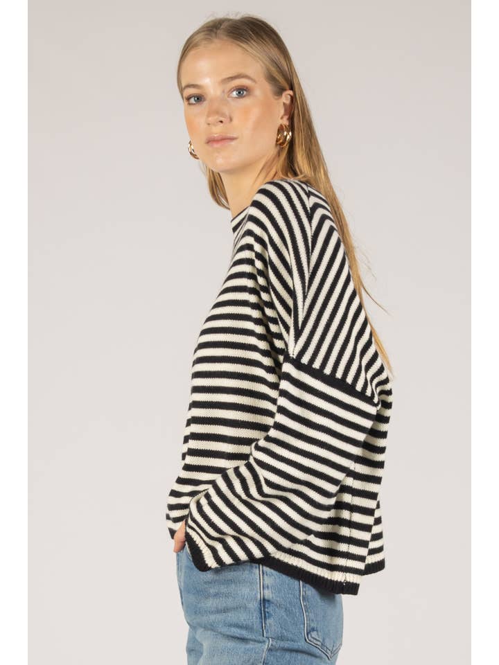 Before You Collection - Wholesale Knit Sweater - Women's - Striped T-Body Sweater22