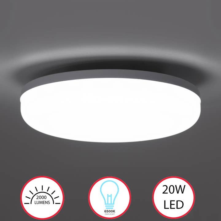 White Plastic 6 in Round LED Ceiling Light Fixture for Entry for wholesale by Quickway Imports