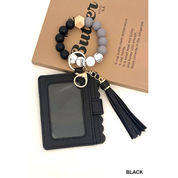 42POPS - Wholesale Wallet - Women's - ._ SI-26423 Beaded Bracelet Keychain Card Holder Wallet