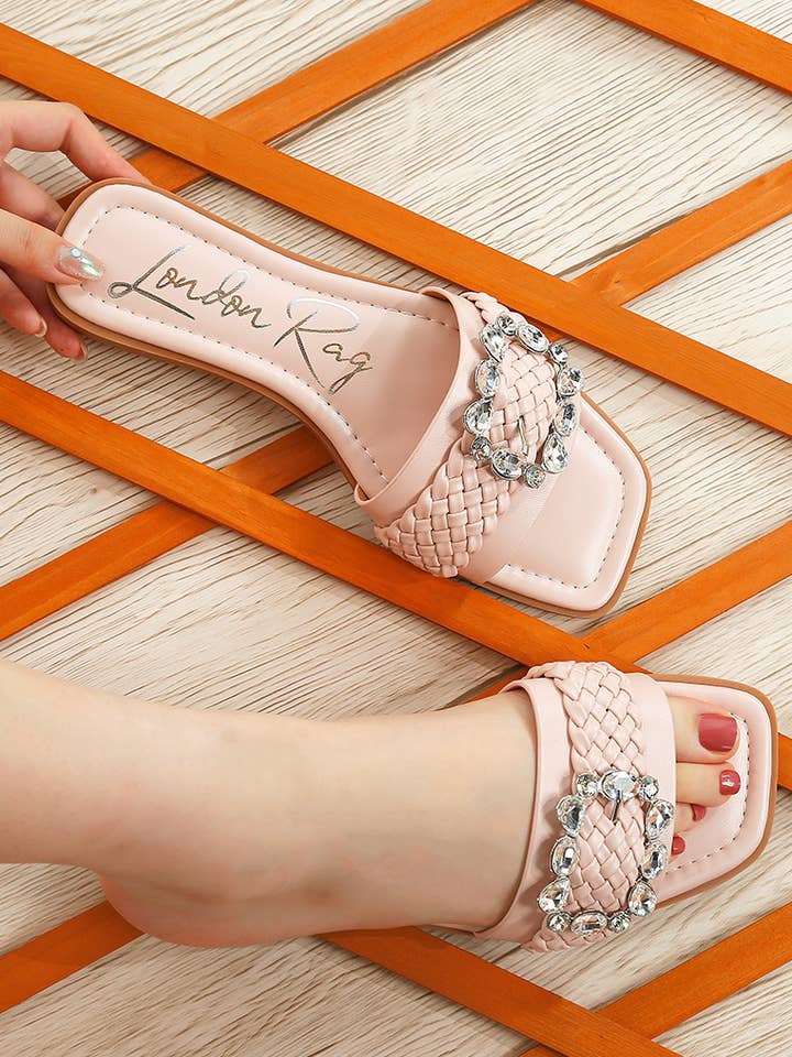 Hazbin Diamante Flat Sandals for wholesale by Rag Company