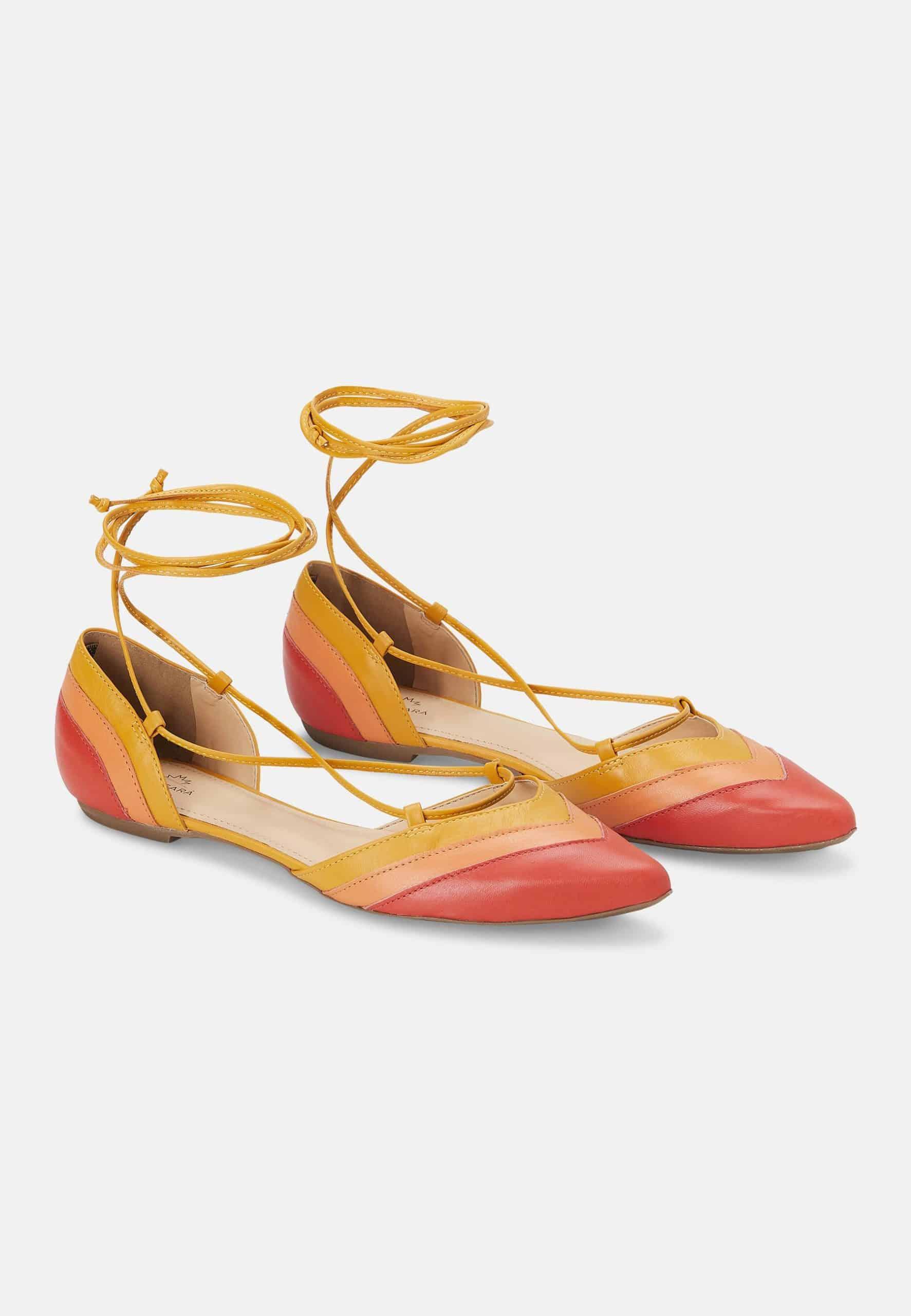 Mangará Atelier - Wholesale Sandals - Women's - Orange Calf Leather Sandals Cereja – Women’s Summer Flat Tie-Up Shoes10