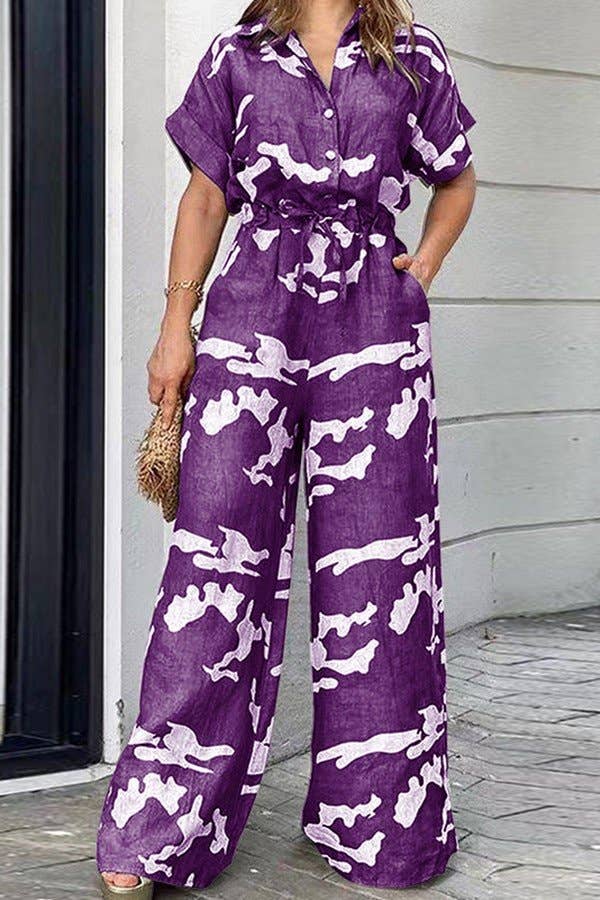 Aria Romance - Vendita all'ingrosso Tuta intera - Donna - Tuta a gamba larga con cintura e maniche corte4