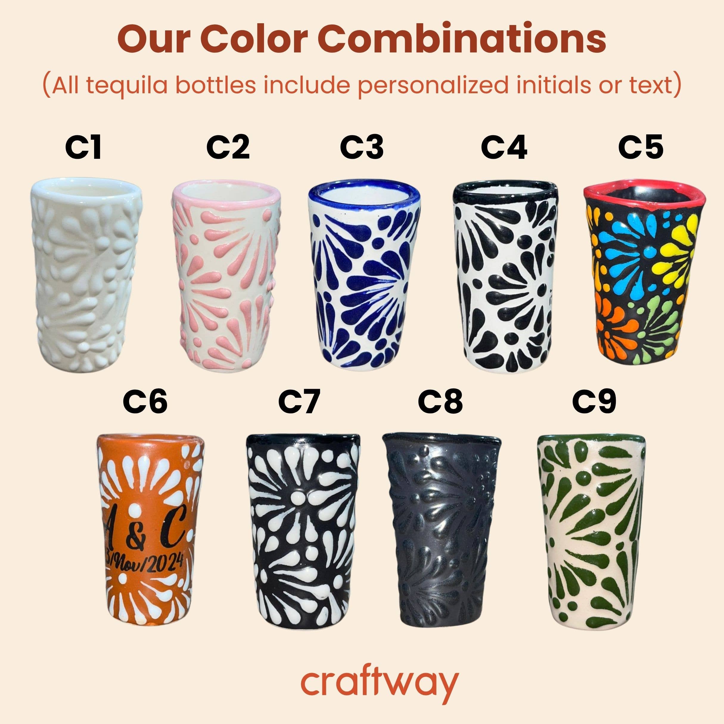 Craftway - Wholesale Decorative Plate/Dish/Bowl - Customized Talavera Tequila Shot Glass3