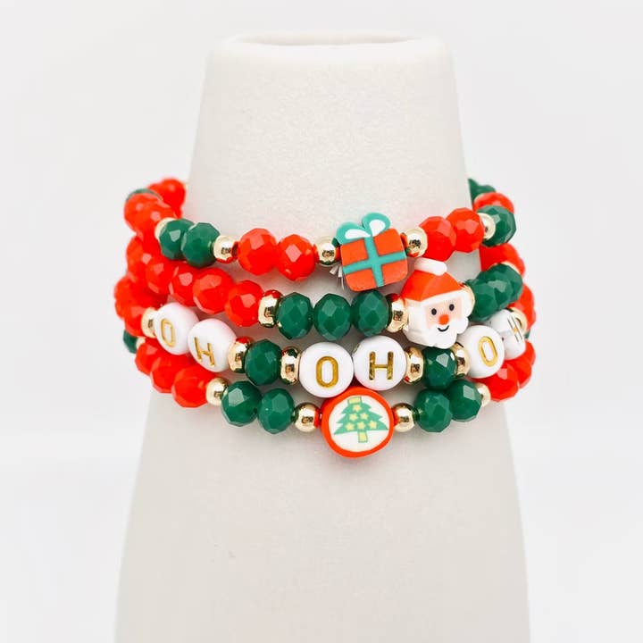 Christmas Jewelry Joy Heishi Beaded Bracelet 4pcs/set for wholesale by Mio Queena