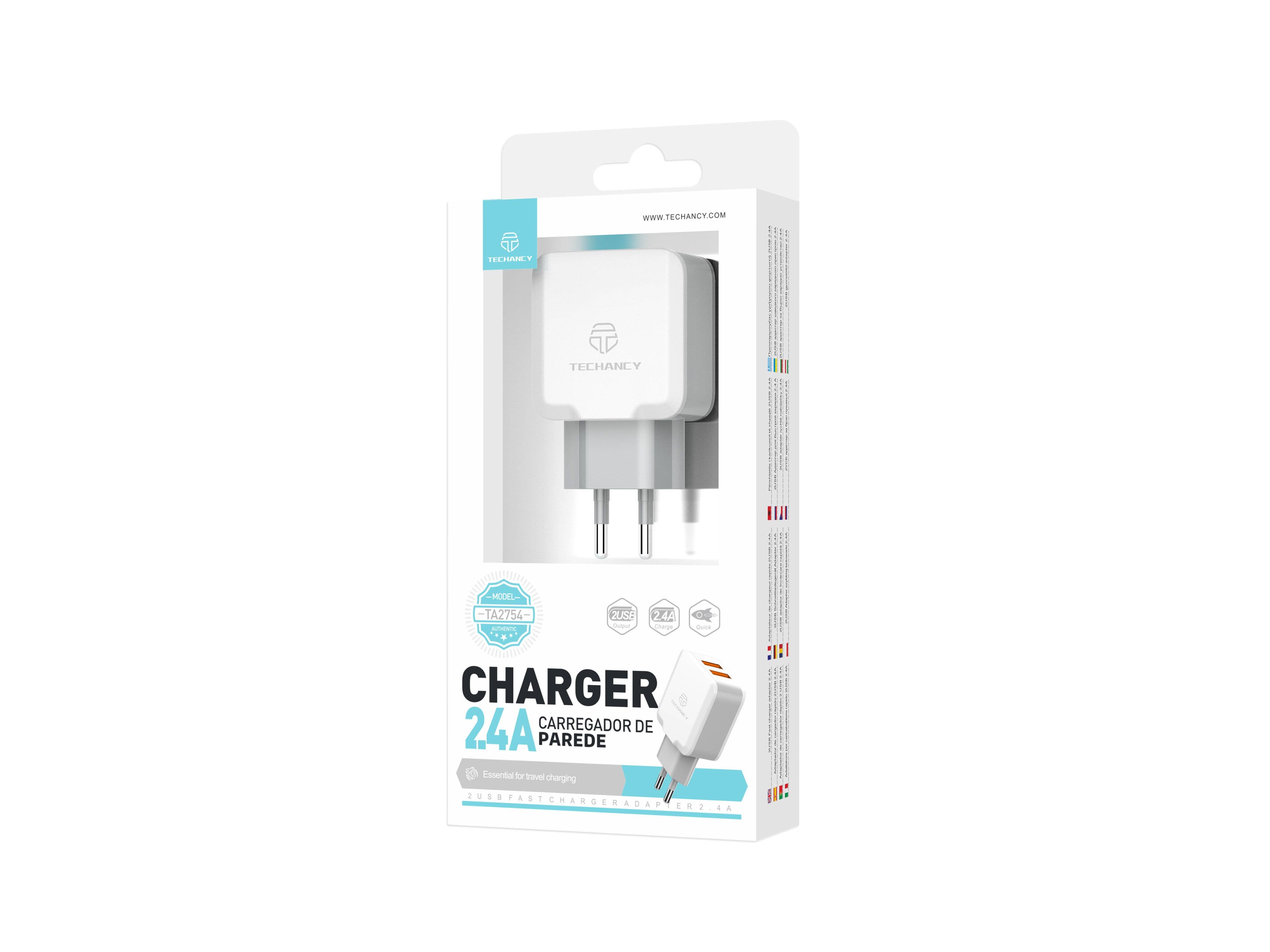 TECHANCY - Wholesale Power Adapter - Techancy Wall Charger with 2 USB Ports 2.4A, Fast Charging A3