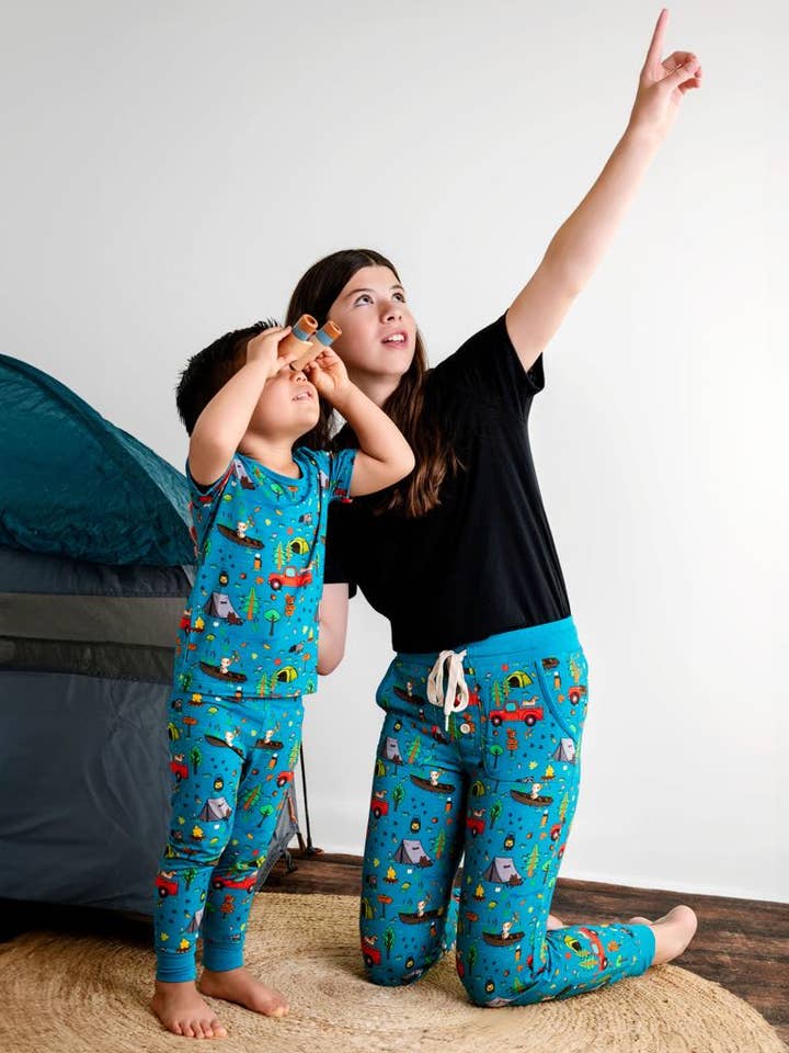 Camping Pups Adult Bamboo Joggers Pajama Pants Summer Camp for wholesale by Popoki Pajamas