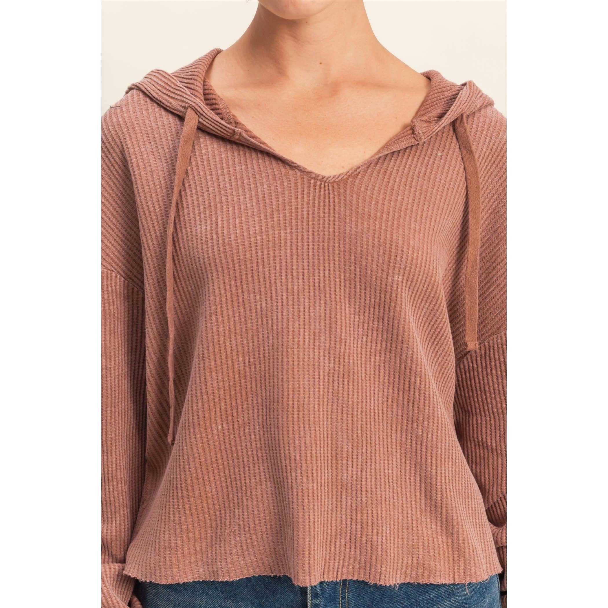 HYFVE – Hoodie – Mulher por atacado – Hoodie de Malha Waffle Cropped com Lavagem Mineral11