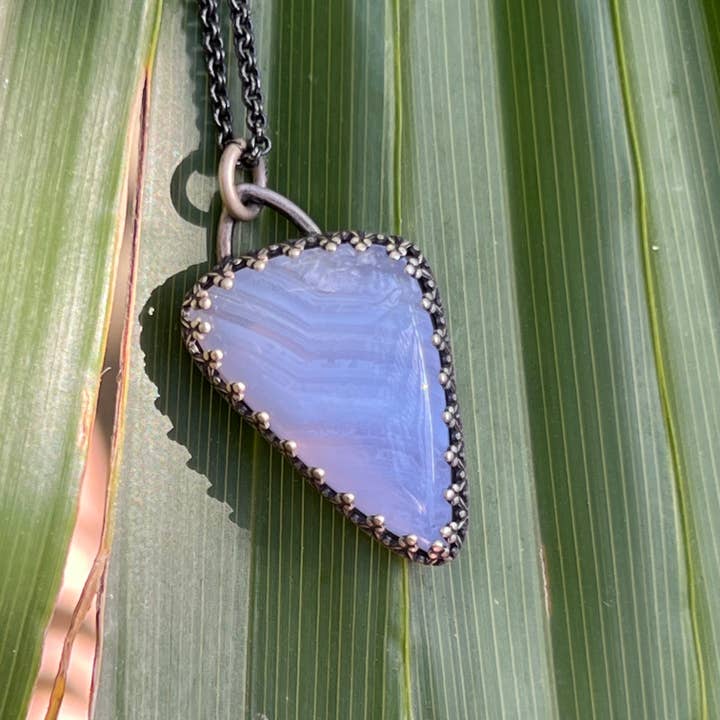 Blue Lace Agate Talisman Pendant for wholesale by Smith & Stone Co.