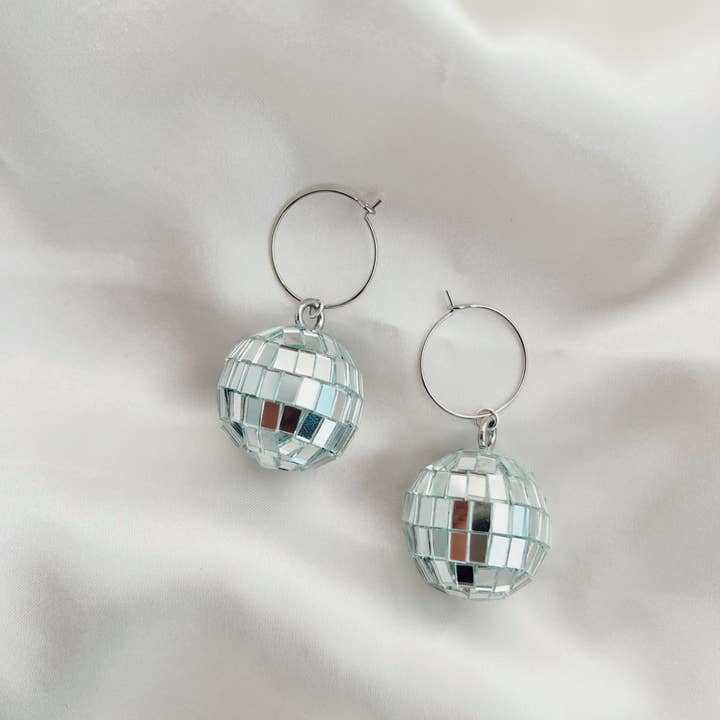 Golden Hour Designs - Wholesale Dangle Earrings - Disco Ball Hoops2