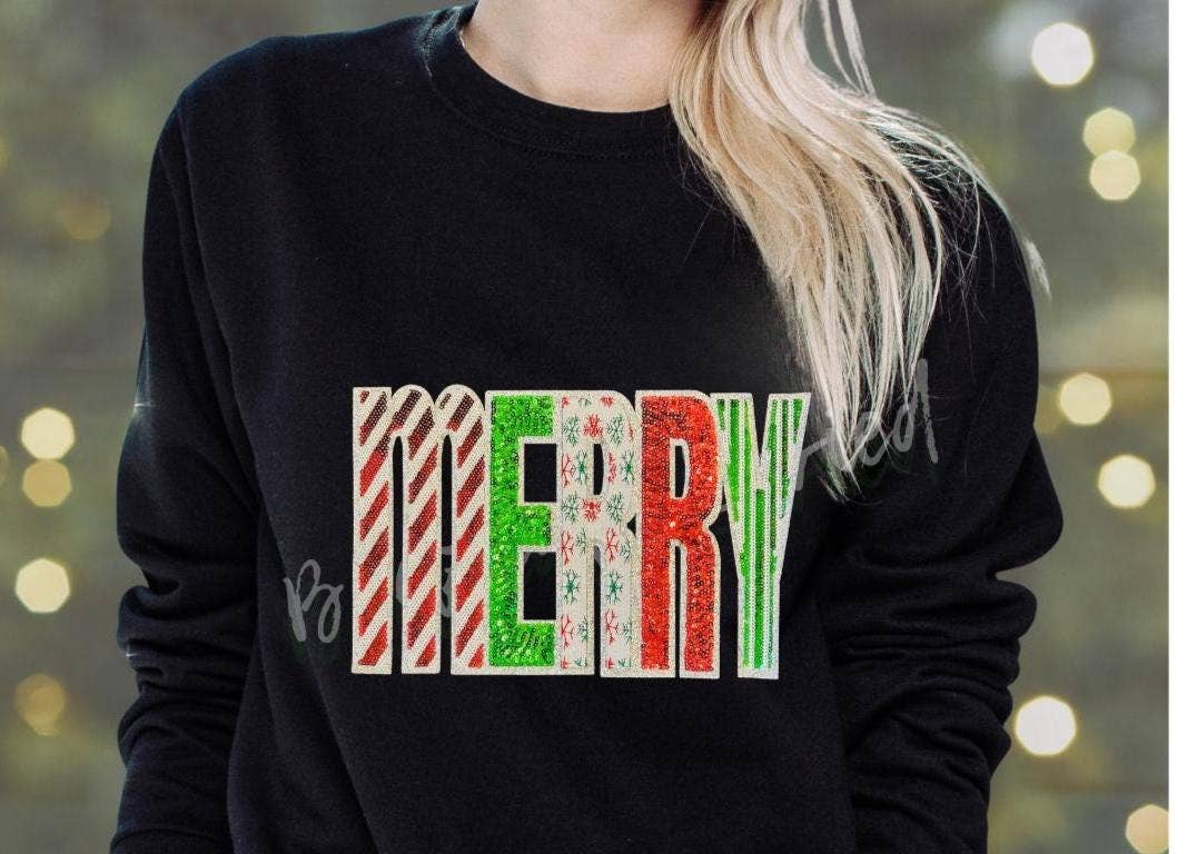 Brazenly Envied - Wholesale Patch - Merry Patch | Sequins and Embroidered Christmas Holiday Iron On Applique