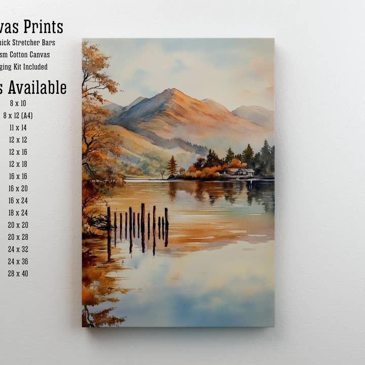 InkNPrintz – wholesale Art print – Derwentwater Lake District Watercolor Painting Lake District Landscape Art Derwentwater Poster UK Nature Art Watercolor Lake Painting Scenic1