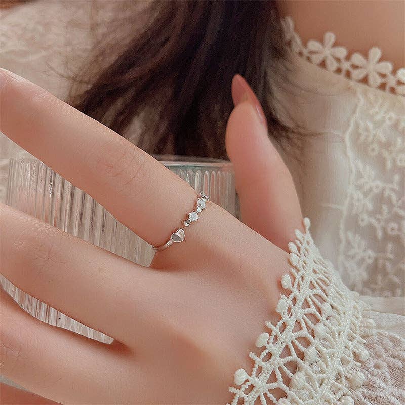 Perimade & Co. LLC - Wholesale Multi-Stone Ring - Dainty Gold Heart Open Stacking Ring in 925 Sterling Silver1