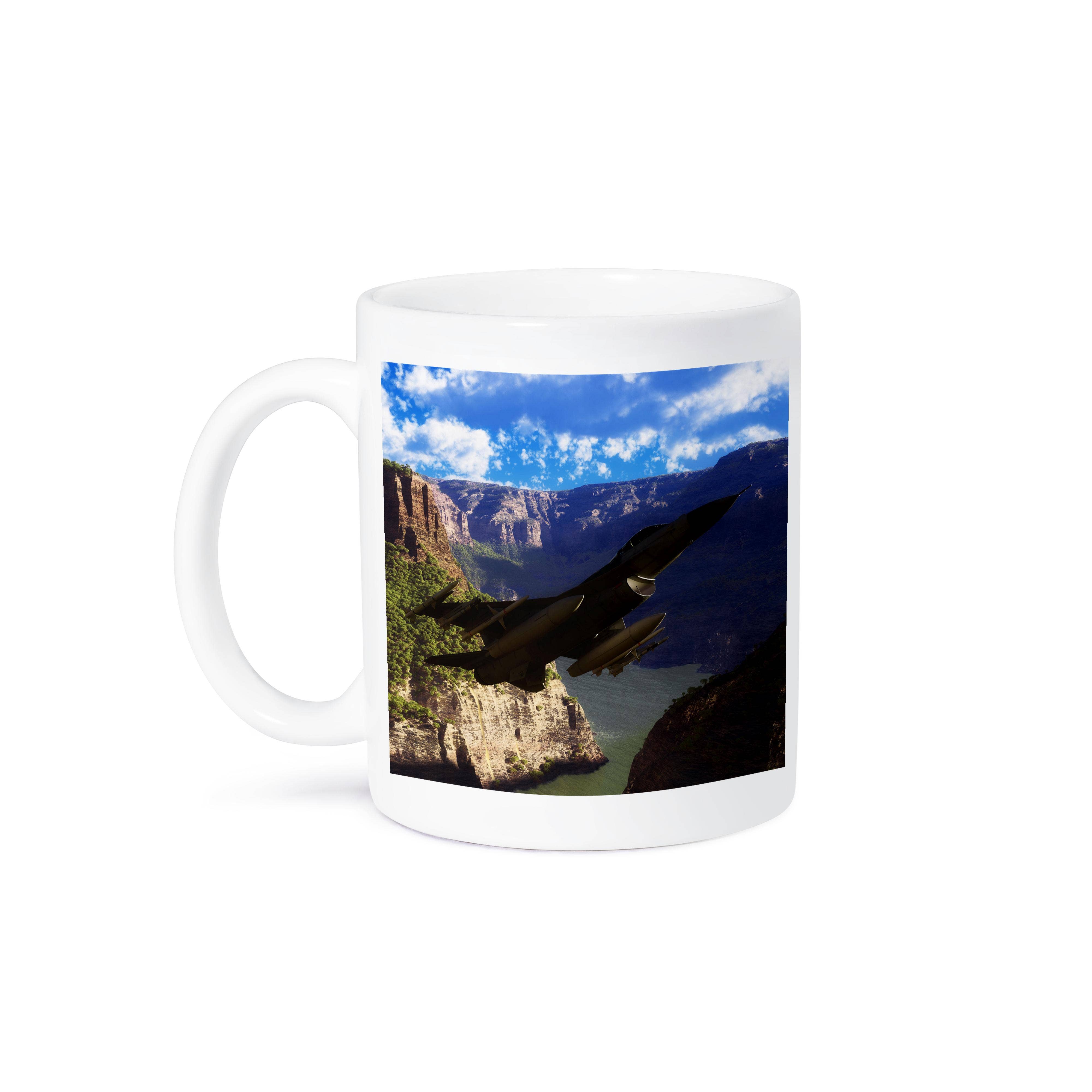 3dRose - Wholesale Coffee Mug - 3dRose, F-16 Fighting Falcon flies trough a mountain landscape, Mug8