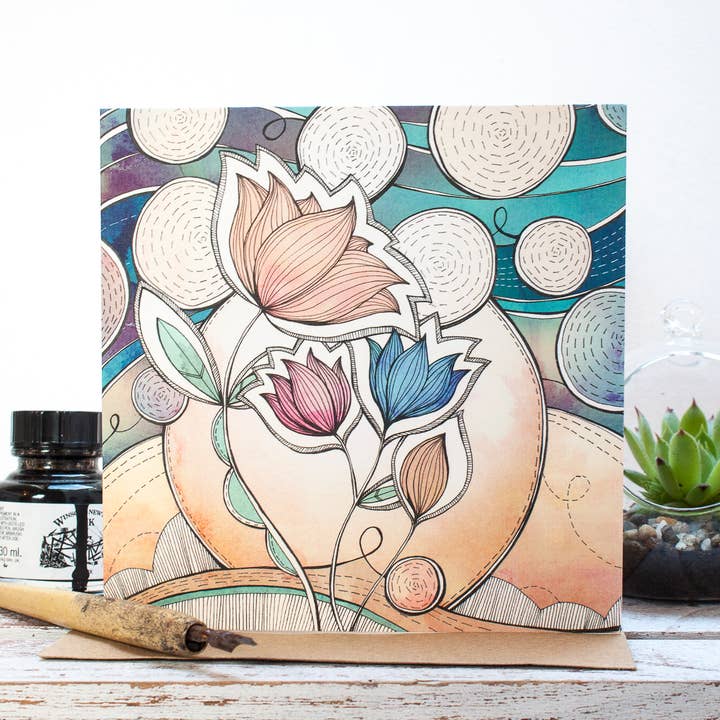 Night Blossom Greetings Card for wholesale by Jessica Wilde