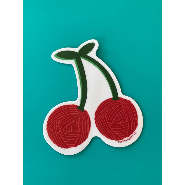 Vinyl Sticker Yarn Cherries Knitting Crochet Spinning Fruit for wholesale by Comma Craft Co