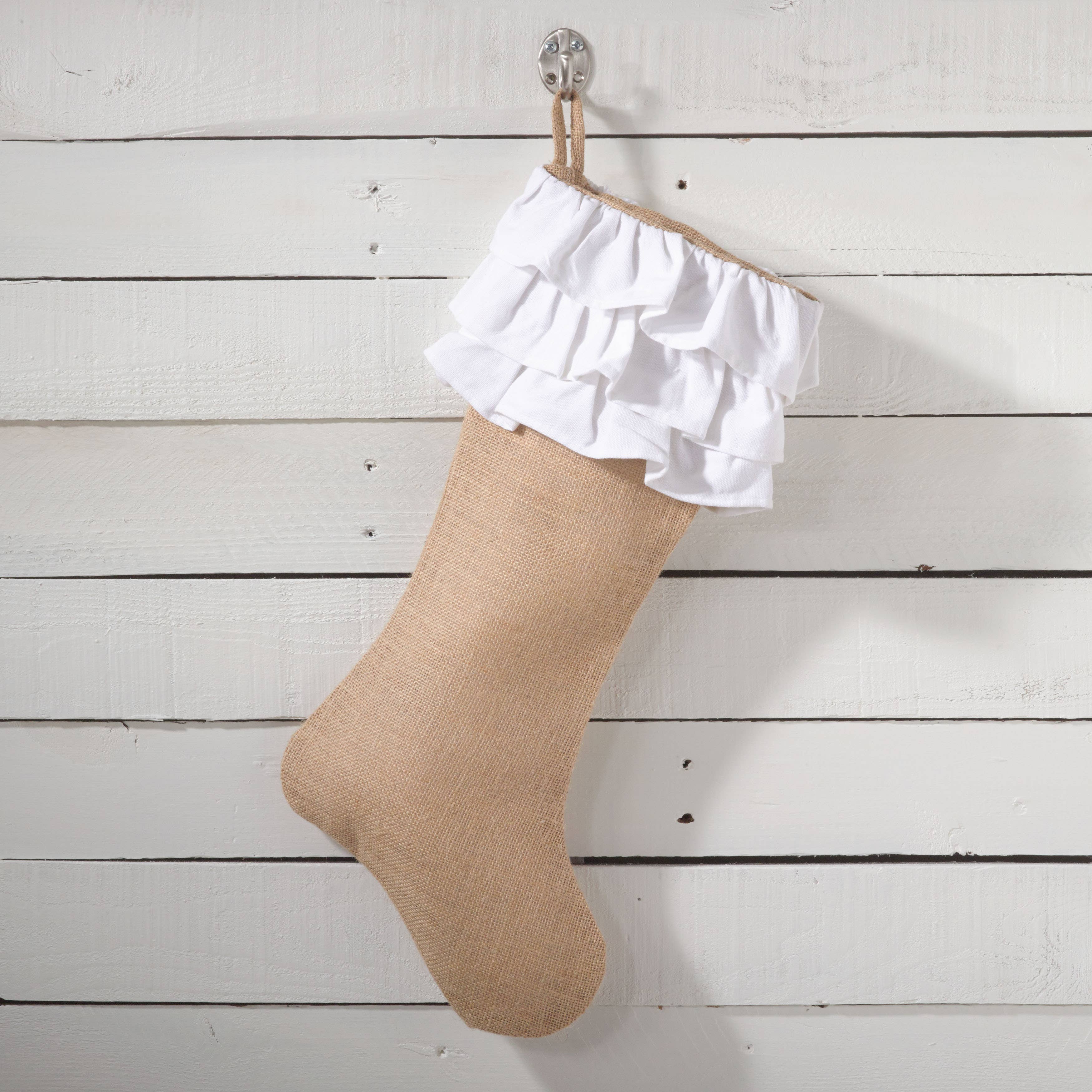 Fennco Styles – Engroshandel Julestrømpe – Bomuldsflæsemanchet Jute naturlig julestrømpe3