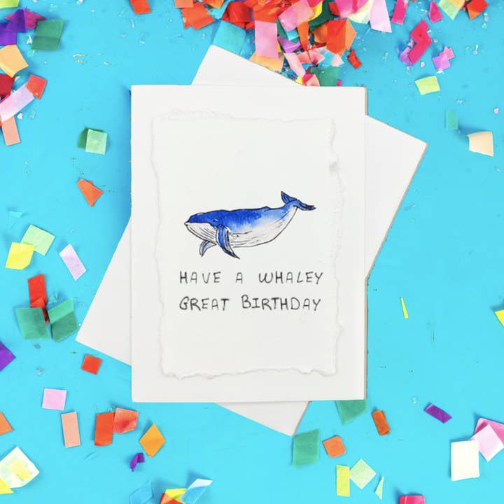 Havez A Whaley Great Birthday (Whale) Carte peinte à la main pour la vente par Irony Art