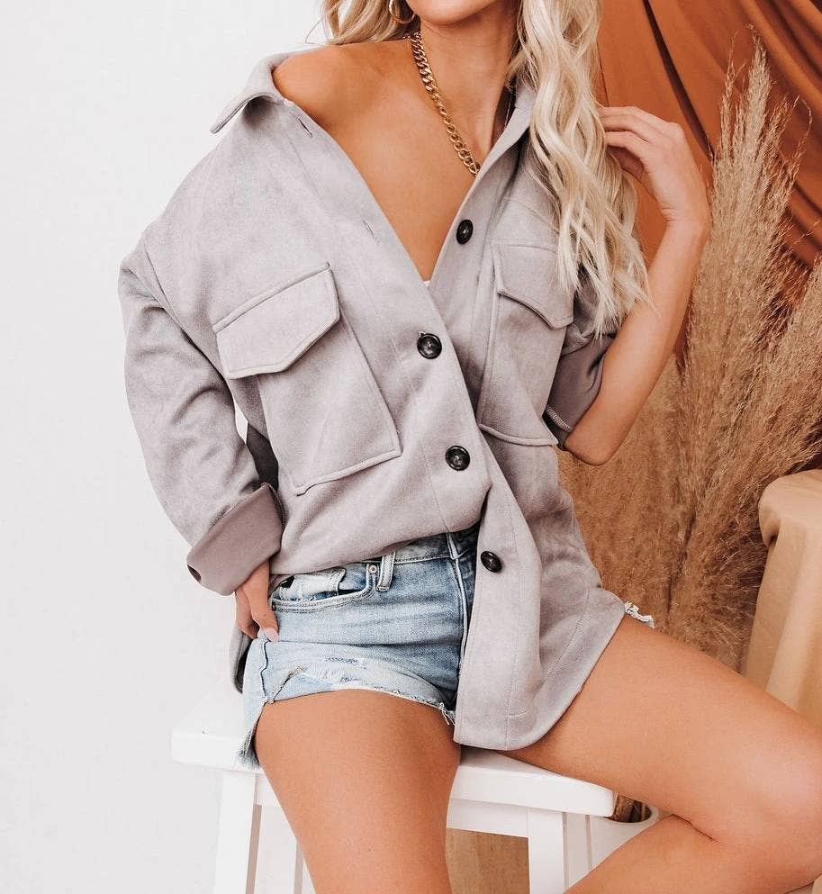 HIDDENBRAND - Wholesale Coat - Women's - Single-Breasted Composite Suede Coat3