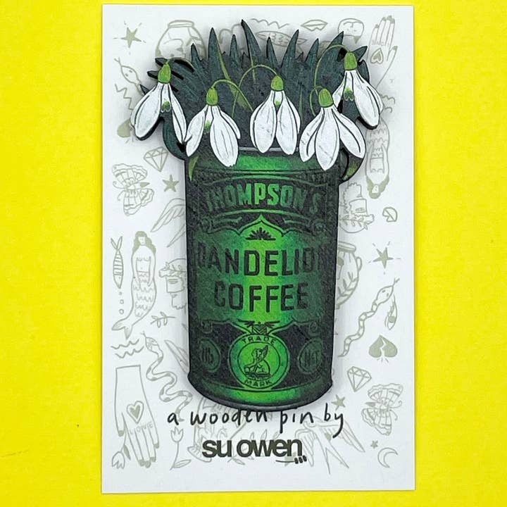 Su Owen – wholesale Brooch – Vintage Flower Wooden Pin Badge - Snowdrops3