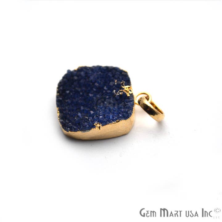 GemMartUSA - Wholesale Pendant/Charm Necklace - Blue Druzy 24x20mm Gold Electroplated Single Bail Pendant2