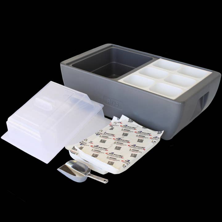 REVO Coolers - Wholesale Cooler/Cooler Bag - REVO Dubler HEAT | Flameless Chafer and Cooler | Metallic Gray