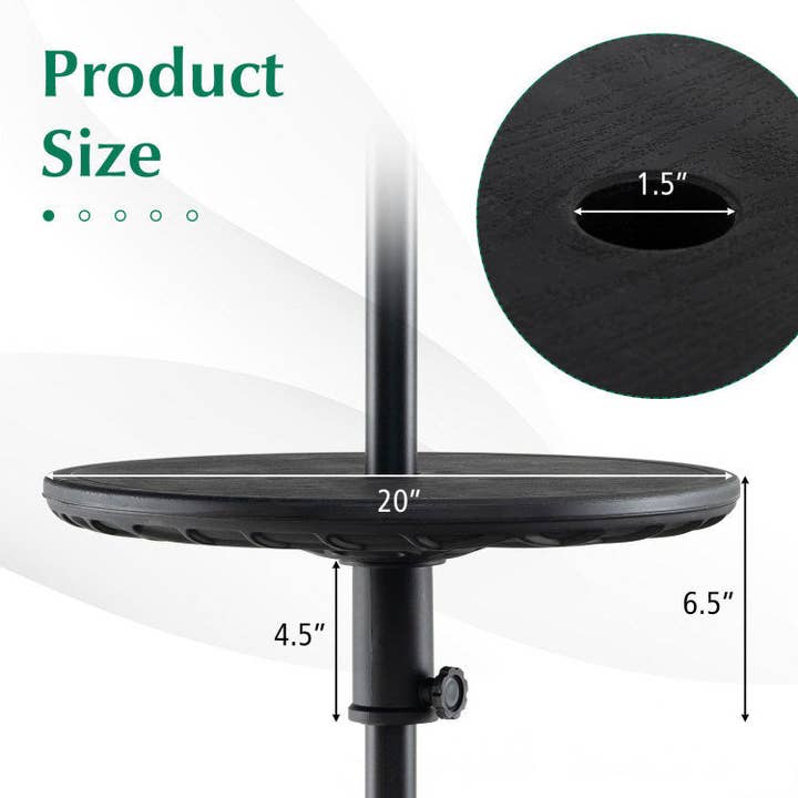 Noir Table d'extérieur ajustable de 51 cm avec trou de 3,8 cm pour parasol en vente sur Faire4