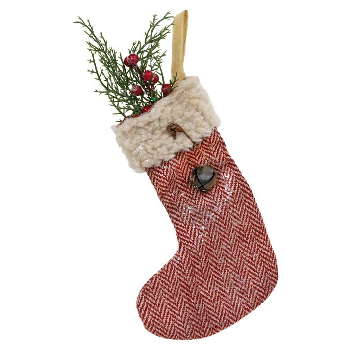 The Hearthside Collection - Wholesale Holiday Stocking - Iced Winter Greenery Stocking Ornament