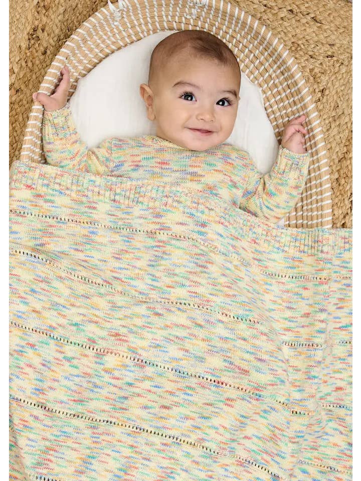 Rainbow Merry - Space Dye Knitted Baby Blanket for wholesale on Faire