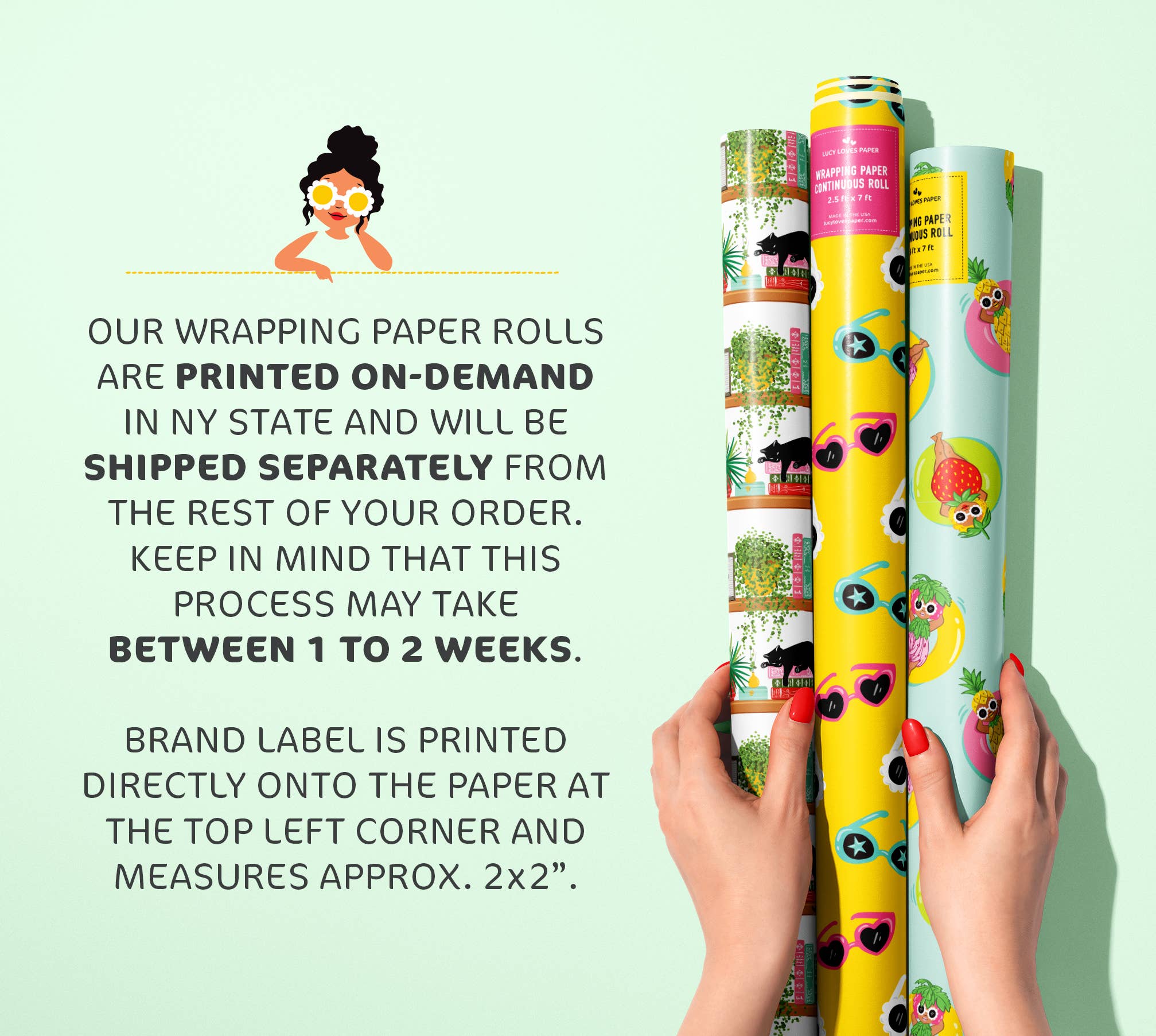 Lucy Loves Paper - Wholesale Wrapping Paper Roll - Feliz Cumpleaños |  7ft Continuous Roll Wrapping Paper1