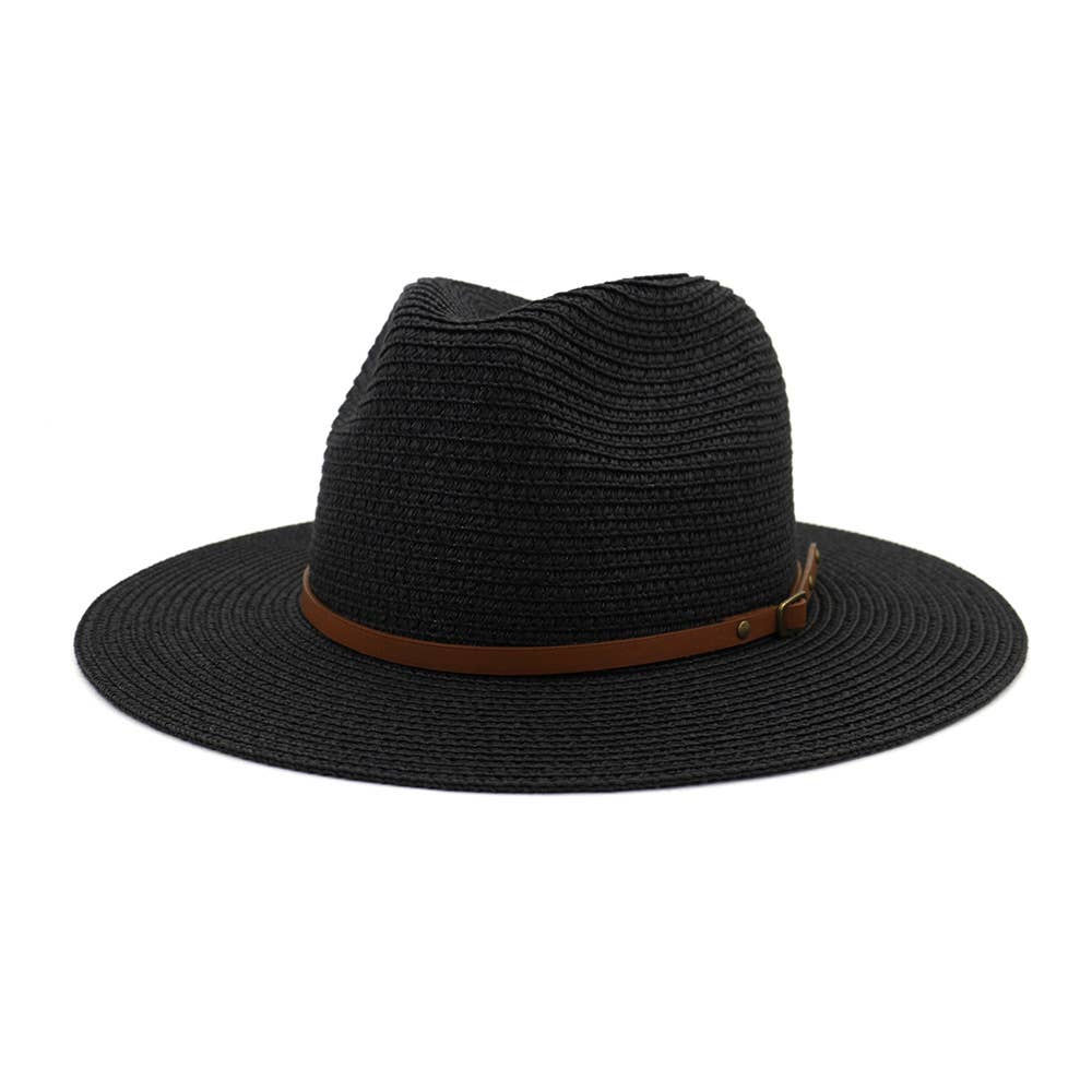Suzie Q USA - Wholesale Straw Hat - Women's - Brown Leather Belt Big Eaves Jazz Straw Hat10