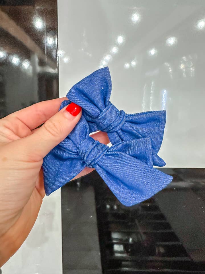 Denim Piggie set for wholesale by Texas Top Knots