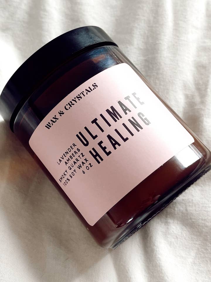 Lavender Scented Ultimate Healing Candle 6.7 oz for wholesale by Wax and Crystals