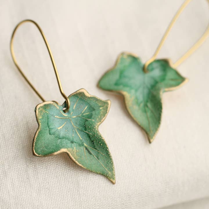Clover Green Ivy Leaf Earrings for wholesale by Silk Purse, Sow's Ear