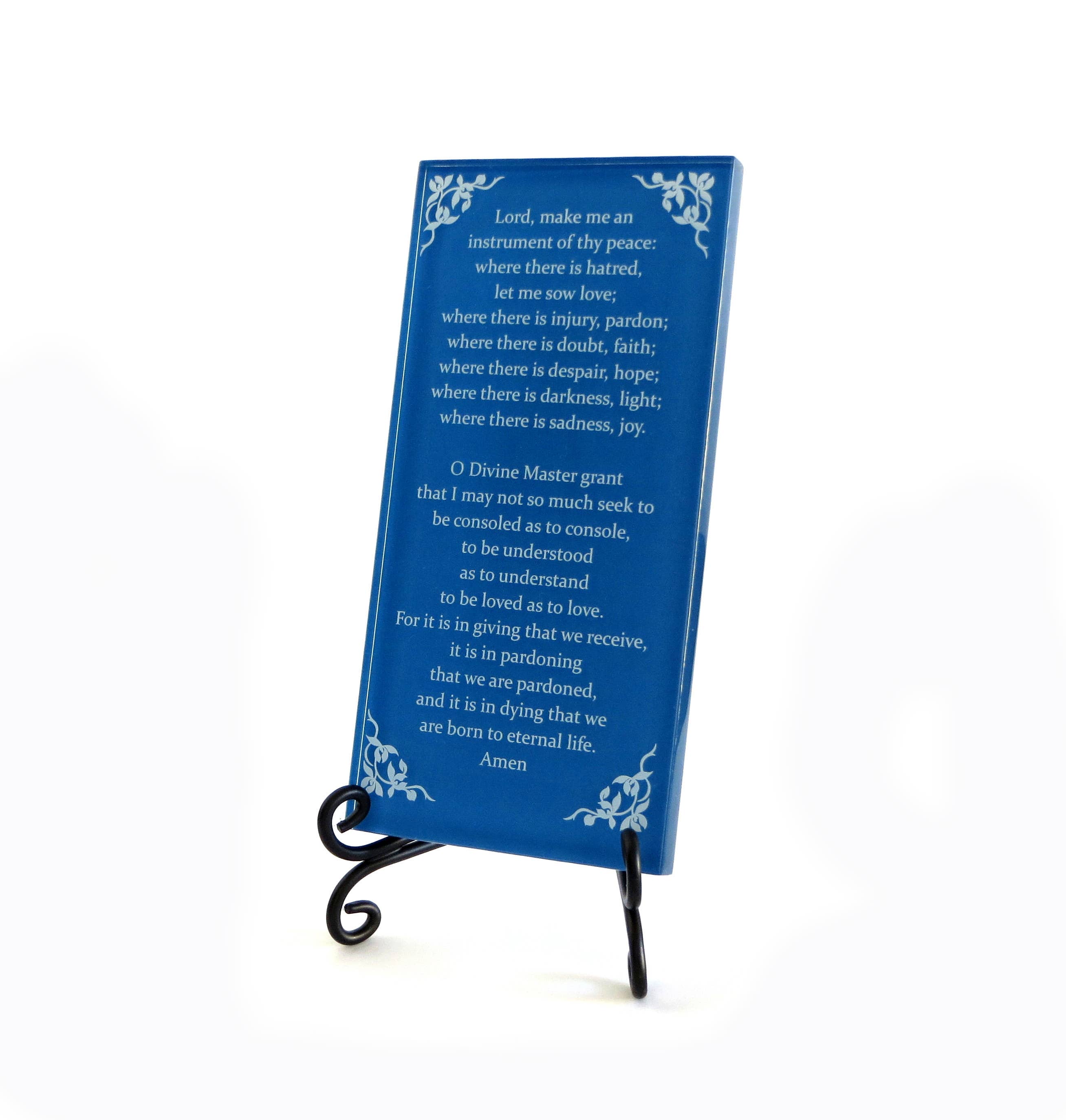 Lifeforce Glass, Inc. - Wholesale Plaque - Inspirational Glass Plaque - The Prayer Of St. Francis5