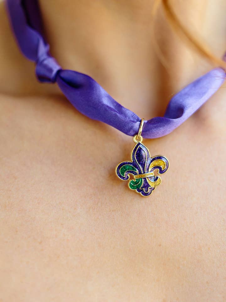 Purple Mardi Scarf Necklace for wholesale by TLD Designs