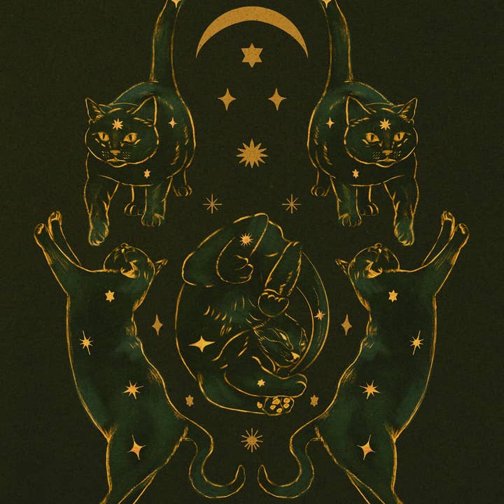 Black Moss Studio - Wholesale Art Print - Whimsigoth Celestial Cat Starry Night Art Print8