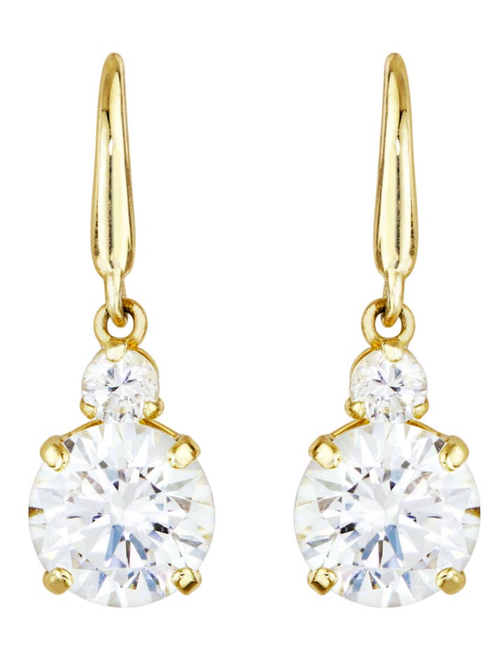 9ct Yellow Gold Cubic Zirconia Solitaire Hook Earrings for wholesale by The Fine Collective