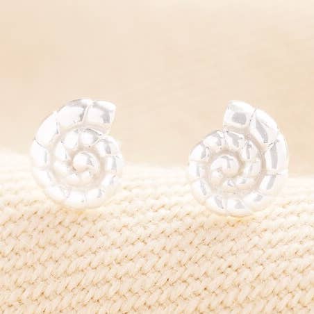 Sterling Silver Swirl Shell Stud Earrings for wholesale by Lisa Angel