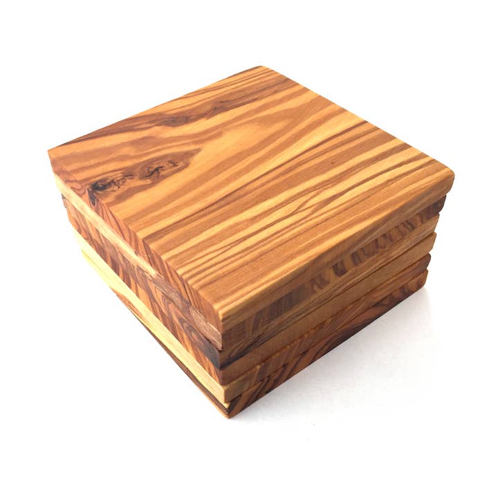 medina mood – wholesale Coasters – Set of 6 coasters square glass coasters olive wood2