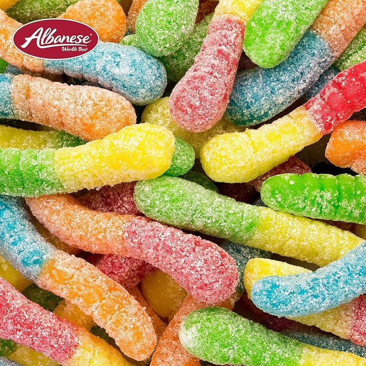Long Island Candy Factory - Wholesale Gummy - Albanese 4.5 Lb Mini Neon Sour Worms Bulk