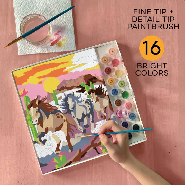 Bright Stripes - Wholesale DIY Craft Kit - Kids - iHeartArt Paint By Numbers Wild Horses1