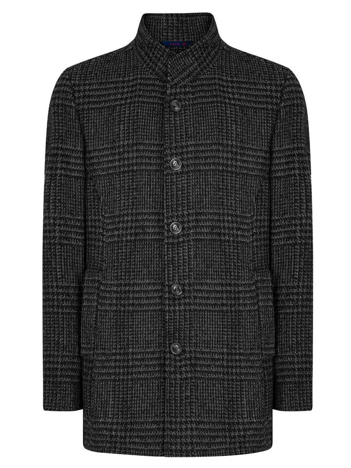 Checked Wool Coat - Black for wholesale by Ron Tomson